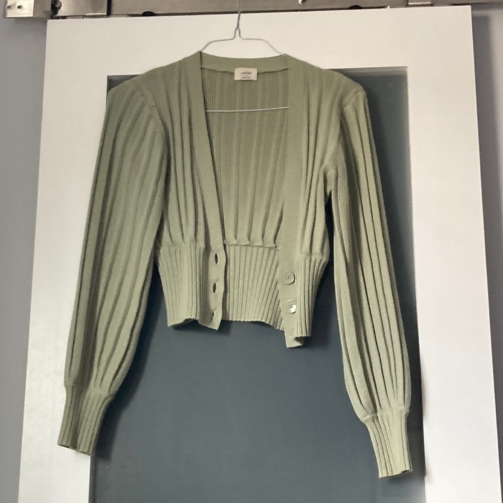 Wilfred plunge front cardigan in sage green